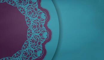 The brochure in green with a luxurious purple pattern is prepared for typography. vector