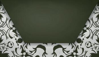 banner verde oscuro con patrón blanco vintage para diseño de logotipo o texto vector