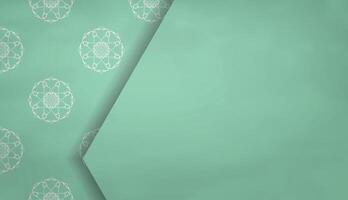 Mint color banner with luxurious white ornament for design under your text vector