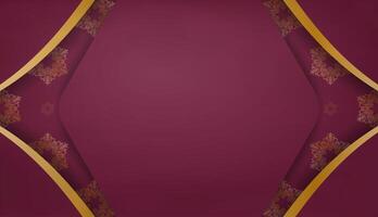 Burgundy banner with luxurious gold pattern for design under your logo or text vector