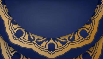 Dark blue banner with abstract gold pattern and space for your logo or text vector