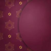 Brochure in burgundy color with Greek gold pattern now ready for print. vector