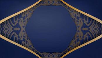 Dark blue background with luxurious gold pattern and place under your text vector