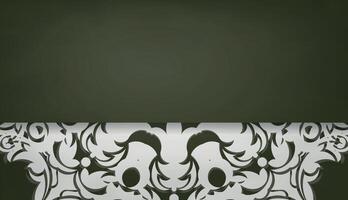 Dark green banner with indian white pattern for logo or text design vector