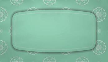 Baner of mint color with mandala white ornament for design under the text vector