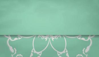Mint color banner with vintage white pattern for design under your text vector
