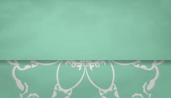 Mint color banner with vintage white pattern for design under your text vector