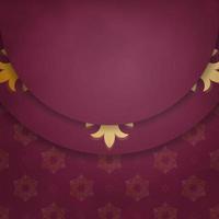 Brochure in burgundy color with mandala in gold ornaments for your brand. vector