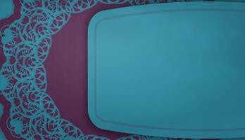 Green color brochure with purple mandala pattern for your congratulations. vector