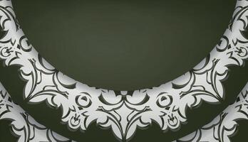 Dark green banner with Indian white pattern and space for your logo or text vector