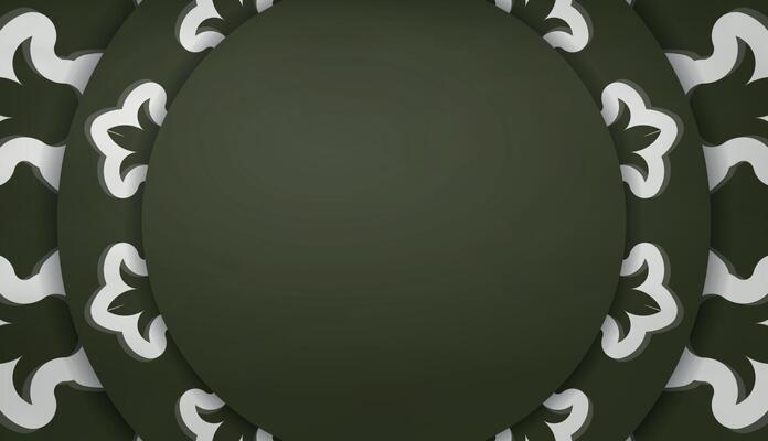 Dark green banner with Indian white pattern and place for your logo