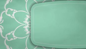 Baner in mint color with vintage white ornament for design under the text vector