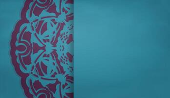 Turquoise banner with Greek purple pattern and place under your text vector