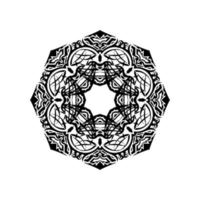 vector mandala blanco y negro aislado en blanco. elemento decorativo circular dibujado a mano vectorial.