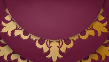 Burgundy banner with luxurious gold ornaments and space for your logo or text vector