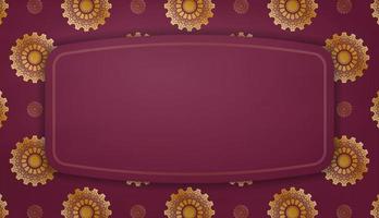 Burgundy banner with vintage gold ornaments and space for logo or text vector