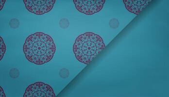 Turquoise banner with vintage purple pattern for design under the text vector