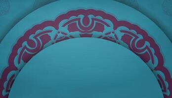 Baner of turquoise color with greek purple ornament for design under your text vector