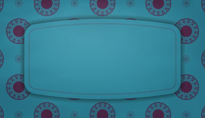 Turquoise banner template with vintage purple pattern for logo or text design