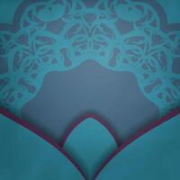 Green color brochure with Greek violet pattern is ready for printing. vector
