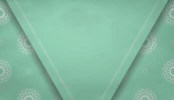 Mint color banner with luxurious white ornament for logo design vector