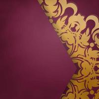 Burgundy brochure with gold mandala pattern prepared for typography. vector