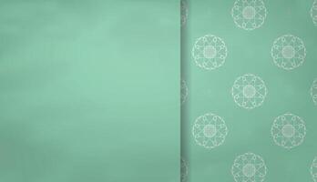 Mint color banner with luxurious white ornaments and place for your text vector