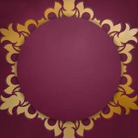 Burgundy color brochure with vintage gold ornaments for your design. vector