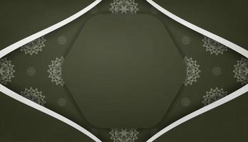 Dark green banner with luxurious white ornamentation and space for text vector