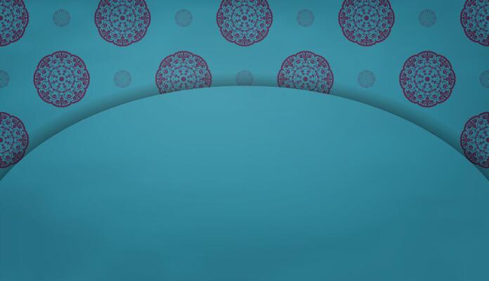 Turquoise banner with purple mandala and place for your text