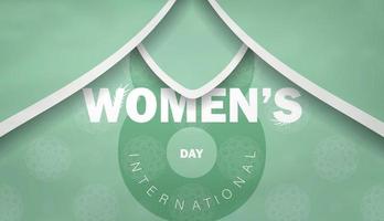 folleto de felicitación de plantilla 8 de marzo día internacional de la mujer color menta con adorno blanco de lujo vector