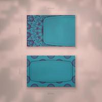 Business card in turquoise color with a luxurious purple pattern for your brand. vector