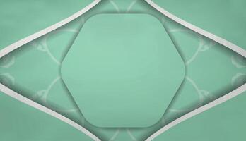 Mint colored banner with vintage white ornamentation and text space vector