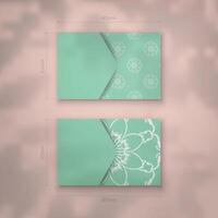 Abstract white pattern mint color business card for your personality. vector