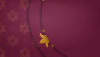 Burgundy banner with abstract gold pattern and place under your logo or text vector