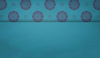 Turquoise banner with Greek purple ornaments and place for your text vector