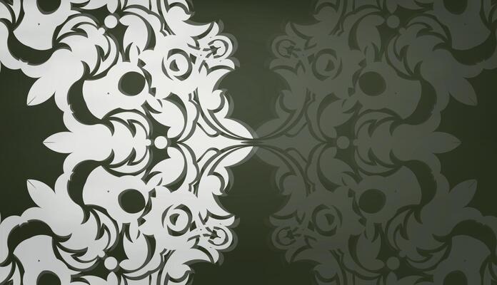Dark green banner with abstract white ornament for design under your logo or text