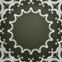 Dark green card with white mandala pattern prepared for typography. vector