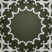 Dark green card with white mandala pattern prepared for typography. vector