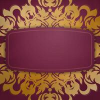 Abstract gold pattern burgundy brochure is ready to print. vector