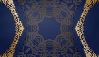 Dark blue banner with greek gold ornaments for design under your logo or text vector