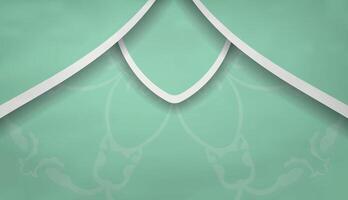 Mint color banner with luxurious white pattern for design under the text vector