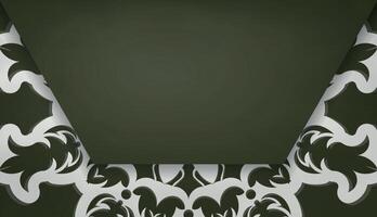 Dark green banner with luxurious white pattern for logo design vector