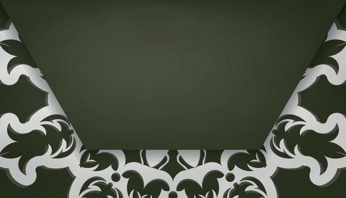 Dark green banner with luxurious white pattern for logo design