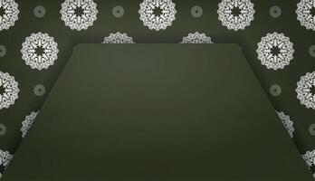 Dark green banner with vintage white pattern for logo or text design vector