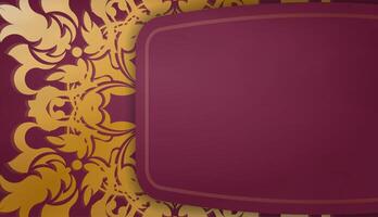 Burgundy background with luxurious gold pattern and place under your text vector