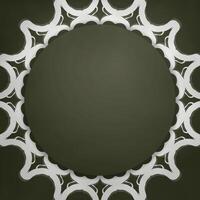 Postcard in dark green color with a vintage white pattern for your congratulations. vector