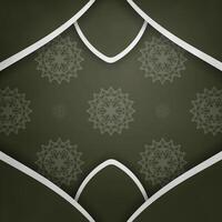 Postcard in dark green color with an old white pattern for your congratulations. vector