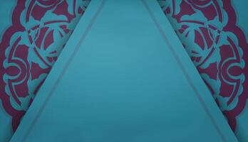 Baner of turquoise color with mandala purple pattern for design under your text vector