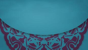 Turquoise banner with abstract purple ornament and place for your text vector